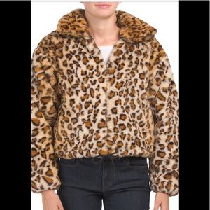 New Me Jane Faux Fur Leopard Jacket Size M